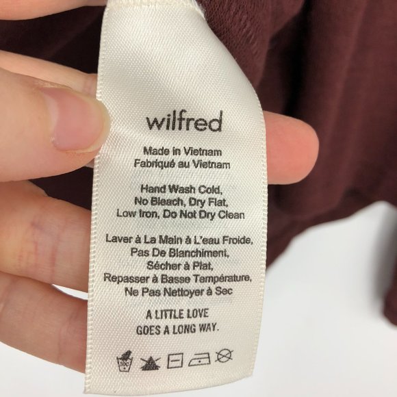 Wilfred rust burgundy lightweight rayon wool blend Deep V long sleeve tee Large - Picture 8 of 13